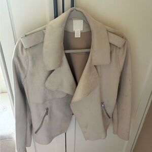 H&M Taupe Suede Moto Jacket